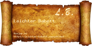 Leichter Babett névjegykártya